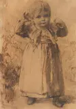 Wilhelm Räuber, 2 Bll.: Kinderporträts (Adoptivtochter des Künstlers), 1896, Charcoal drawing