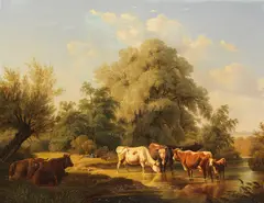 Friedrich Voltz, Kühe an der Tränke, 1860, Oil on canvas