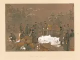 Zichy Mihály, Mittagsrast der Bärenjäger (Déjeuner en plein air), 1872, Pen and ink drawing