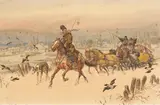 Juliusz Kossak, Schlittenfahrt, 1889, Watercolor