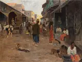 Wilhelm Kuhnert, Straßenszene auf Ceylon (Sri Lanka)