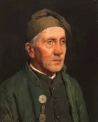 Alter Bauer mit Zipfelhaube by Hugo Kauffmann, 1907, Oil on panel, sold Nov 2015