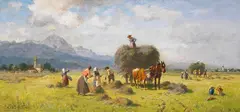 Robert Schleich, Heuernte im Vorgebirge, Um 1900, Oil on cardboard