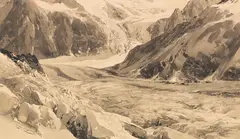 Edward Theodore Compton, Zusammenfluß von Tacul- und Talèfre-Gletscher am Mont-Blanc-Massiv, Um 1908, Brush and ink drawing