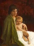 Walter Firle, Mutter mit Kind, Ca. 1890, Oil on canvas