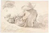 Cornelis Saftleven, Zugeschrieben - Ruhender Hirte, Ca. 1660/70, Chalk drawing