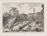 Veduta del Romano Campidoglio con Scalinata che va alla Chiesa d'Araceli by Giovanni Battista Piranesi, 1757, Etching, sold Nov 2015