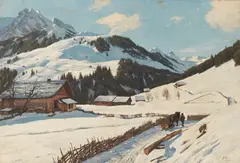 Georg Macco, Sonniger Wintertag in den Bergen, Ca. 1890, Oil on canvas