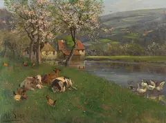 Adolf Lins, Sommertag am See, Um 1900, Oil on canvas