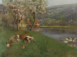 Adolf Lins, Sommertag am See, Um 1900, Oil on canvas