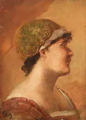 Friedrich Kaulbach, Zugeschrieben - Frauenkopf im Profil, Ca. 1880, Oil on canvas
