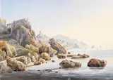 Johann Jakob Wolfensberger, Felsenküste bei Amalfi, 1820/30, Watercolor
