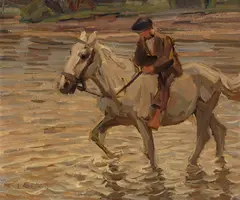 Julius Seyler, In der Schwemme, Um 1905, Oil on canvas