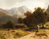 Ludwig Gebhardt, Sommerliche Alpenidylle, Ca. 1860-1880, Oil on canvas