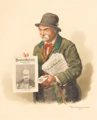 Peter Krämer II, Münchner Zeitungsverkäufer, 1915, Watercolor