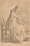 Daniel Nikolaus Chodowiecki, Die beiden sitzenden Damen (Demoiselle Quantin und die Gattin des Künstlers), 1758, Etching
