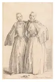 Daniel Nikolaus Chodowiecki, Die beiden stehenden Damen (Demoiselles Quantin), 1758, Etching