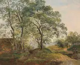 Johann Georg von Dillis, Hügelige Baumlandschaft mit Hütte