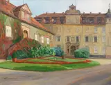 Wilhelm Trübner, Schloßhof in Baden-Baden im September