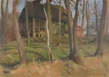 Fritz Overbeck, Gehöft in Weyermoor, Um 1900, Oil on cardboard