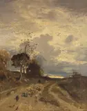 Herbstlandschaft am Abend mit heimkehrender Schafherde by Adolf Heinrich Lier, Um 1880, Oil on canvas, sold May 2015