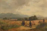 Adolf Heinrich Lier, Erntetag in Oberbayern bei Habach, Um 1860, Oil on canvas