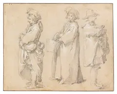 Abraham Bloemaert, Drei stehende Figuren, Ca. 1613/20, Chalk drawing
