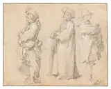 Abraham Bloemaert, Drei stehende Figuren, Ca. 1613/20, Chalk drawing
