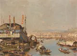 Erich Kips, Hafen von Singapur, Ca. 1928, Oil on cardboard