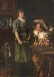 Wilhelm Trübner, Zechender Landsknecht mit Serviermädchen