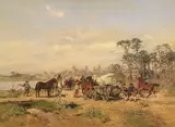 Wilhelm Velten, Achsbruch auf der Straße nach Rothenburg, Ca. 1880/90, Oil on panel
