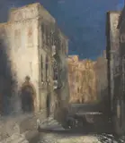 Philipp Carl Leipold, Kanal in Venedig bei Mondschein, Ca. 1900-1920, Oil on paper