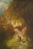 Philipp Sporrer, Der Schmetterlingsjäger im Gebirge, Um 1890, Oil on paper