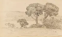 Paul Baum, 2 Bll.: Landschaft am Bosporus. Küstenlandschaft am Mittelmeer, Um 1901, Charcoal drawing
