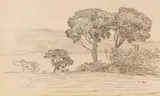 Paul Baum, 2 Bll.: Landschaft am Bosporus. Küstenlandschaft am Mittelmeer, Um 1901, Charcoal drawing