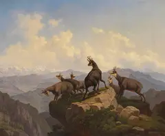 Friedrich Hohe, Gemsen im Karwendel, 1867, Oil on canvas