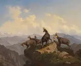 Friedrich Hohe, Gemsen im Karwendel, 1867, Oil on canvas