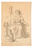 Wilhelm von Kaulbach, Die Spinnerin, 1826, Pen and ink drawing