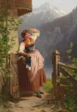 Peter Baumgartner, Ausschau haltendes Mädchen, 1871, Oil on canvas