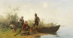 Chiemseefischer bei der Rast by Julius Noerr, 1878, Oil on panel, sold May 2015