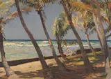 Erich Kips, Waikiki Strand, Ca. 1928, Oil on cardboard