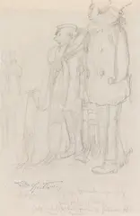 Zwei Studenten mit Schals by Carl Spitzweg, Ca. 1840-1860, Pencil drawing, sold May 2015