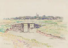 Paul Baum, Landschaft mit Brücke, Um 1905, Watercolor