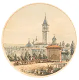 Victor-Jean Nicolle, Blick über Rom vom Gianicolo aus, Um 1800, Pen and ink drawing