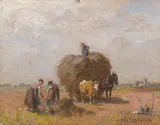 Robert Schleich, Heuernte, Ca. 1880/90, Oil on cardboard