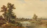 Ludwig Sckell, Kleine Flußlandschaft, Oil