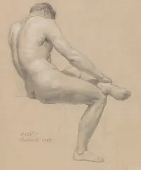 Männliche Aktstudie by Anton von Werner, 1864, Chalk drawing, sold May 2015