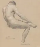 Anton von Werner, Männliche Aktstudie, 1864, Chalk drawing