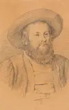 Franz Defregger, Porträt des Tiroler Freiheitskämpfers Andreas Hofer, Ca. 1890, Pencil drawing