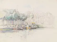 Bertha Schrader, An einem holländischen Kanal, Ca. 1900-1920, Pencil drawing